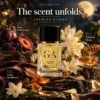 Jasmine Elixir perfume notes breakdown featuring plum, wild berries, tuberose, honey, amber, and sandalwood by Golden Aura