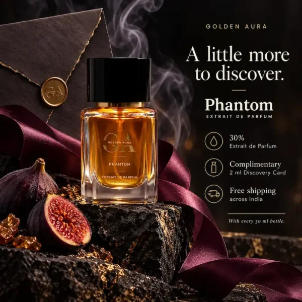 phantom 4th image Golden Aura Phantom 50ml perfume bottle with 30% concentration, complimentary 2ml discovery card, and free shipping in India